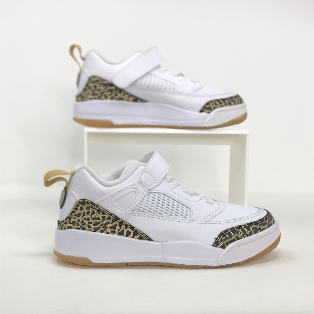 Nike Air Jordan Spizike Low (PS) Metallic Gold Black Youth Sneakers - Size 1.5Y